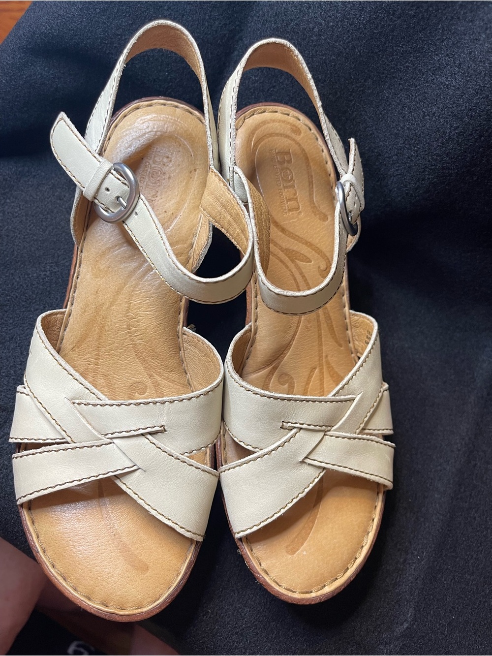 Born Women's Ivory Leather Slingback Sandals